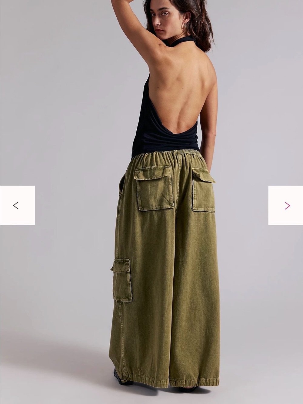 Free People Bobbi Pull-On Cargo Trousers Small Army NWT - Picture 2 of 6